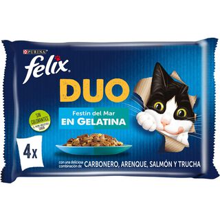 Felix Fantastic Duo Delicious Peixe em gelatina para gatos - Multipack